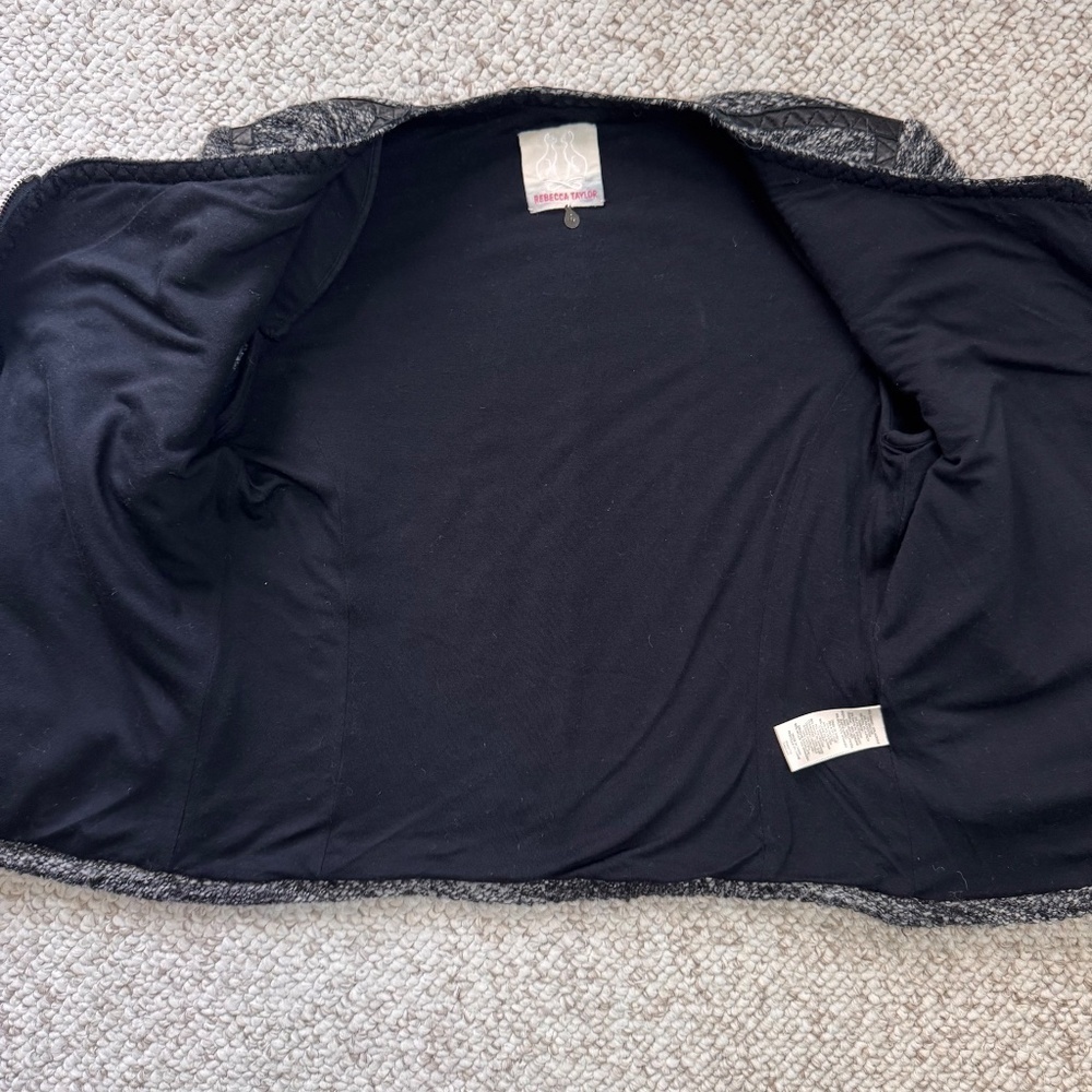 Rebecca Taylor Tweed & Leather Trim Moto Jacket Women's Size 4 - Picture 6 of 9